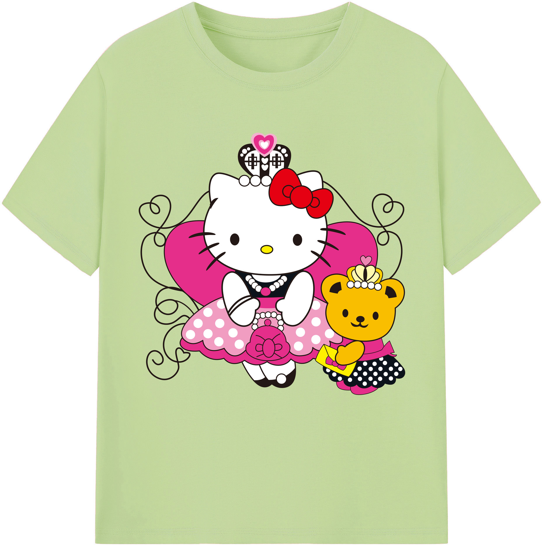 （画像用） Hello Kitty ハローキティ 綿100％半袖Tシャツ（フロントプリント）